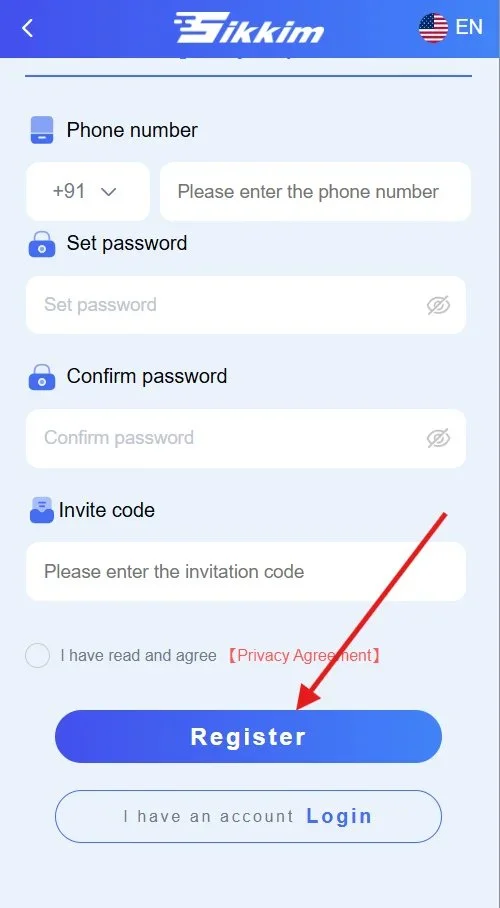 Click on the Register button